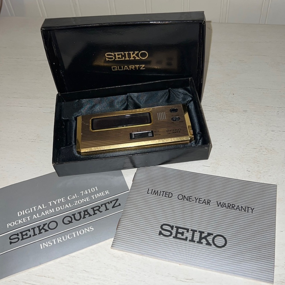 Vintage Seiko Quartz digital pocket alarm dual zone timer in box